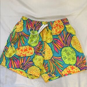 Chubbies Men’s Small  Pineapple Print Swim Shorts - Yellow/Teal